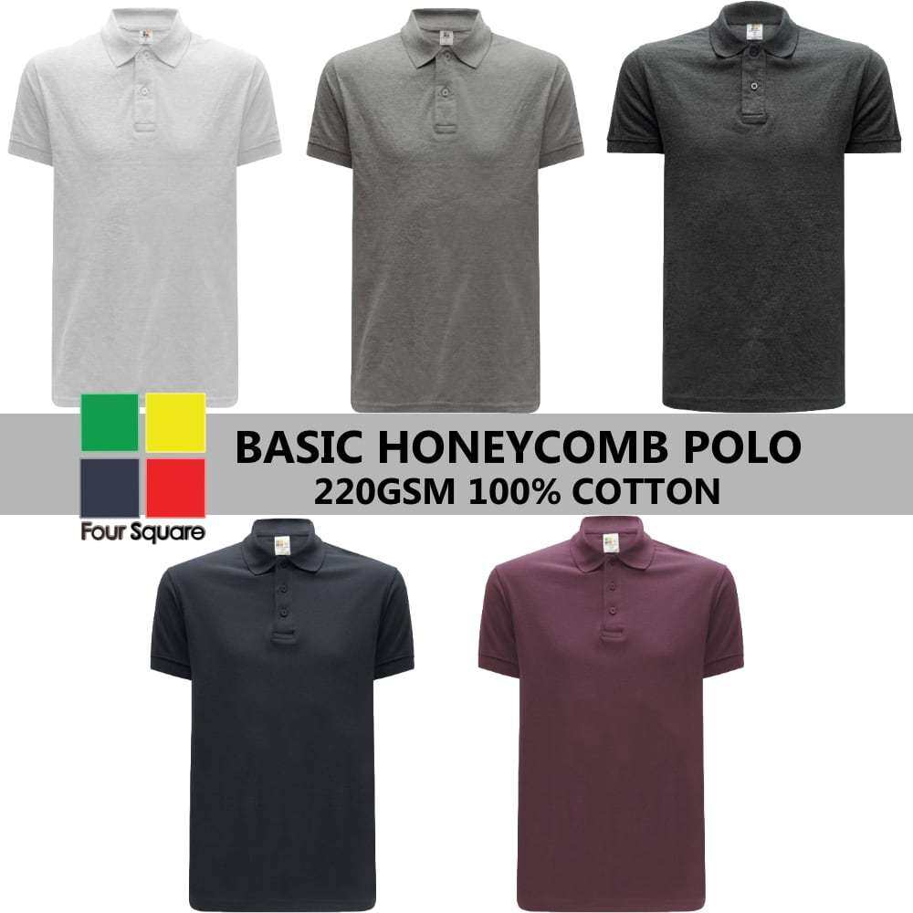 Basic Foursquare Cotton Honeycomb Polo
