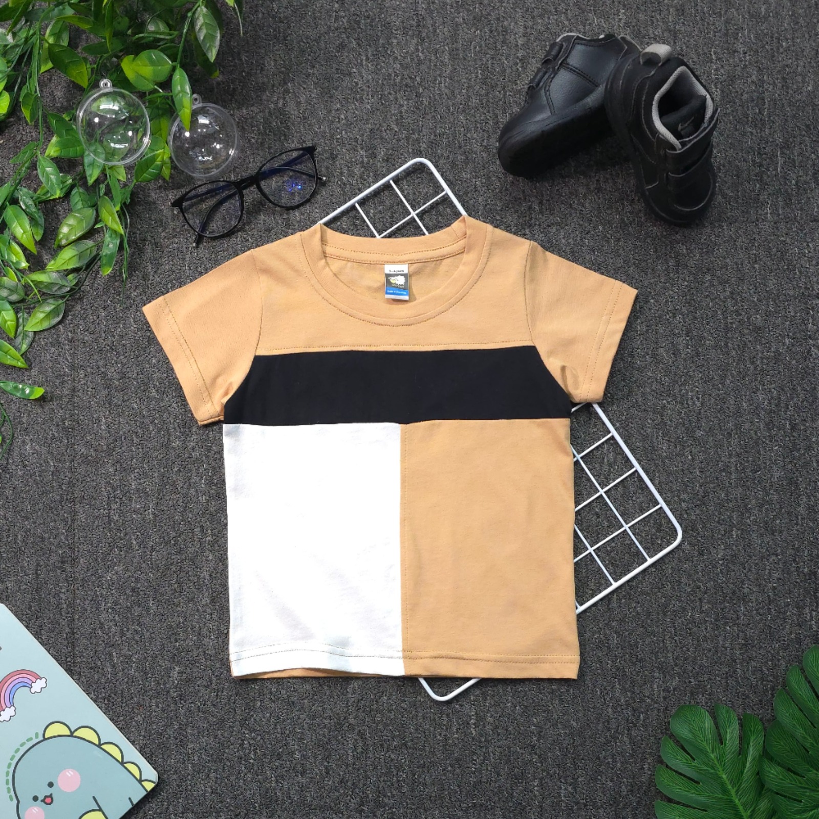 Pastel Blocks Baby T-Shirt - Sand (Age 3-4)
