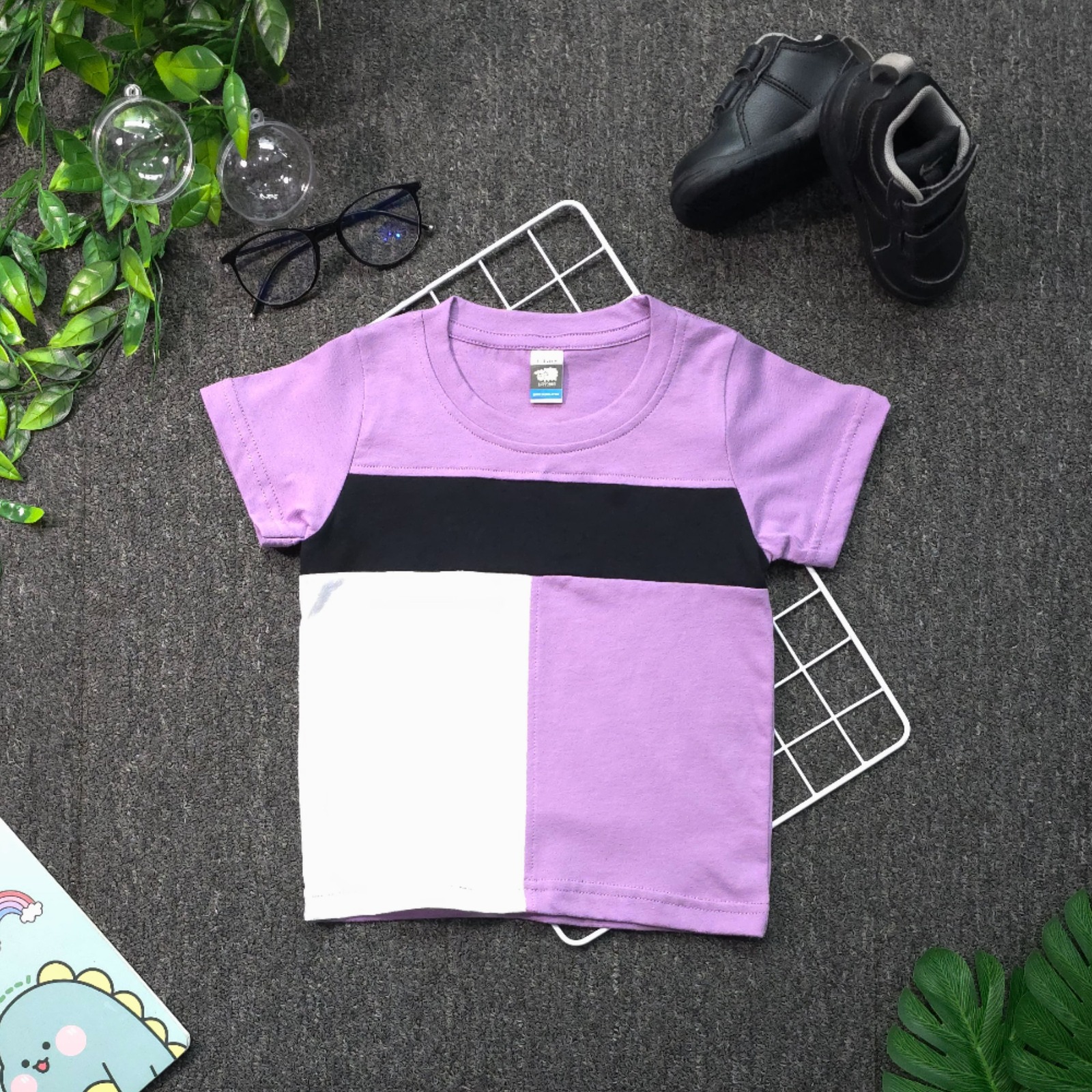 Pastel Blocks Baby T-Shirt - Lavender (Age 1-2)