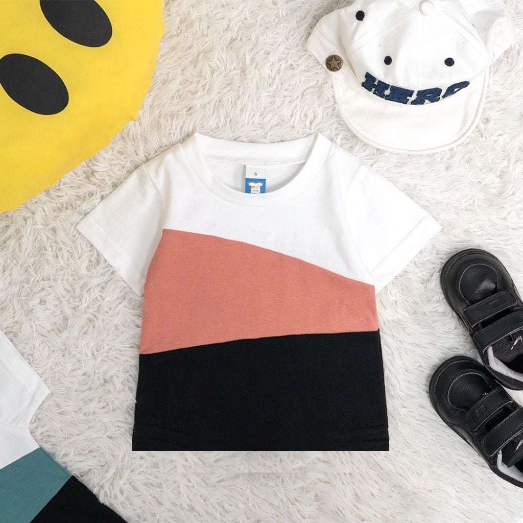 Triangle Layer T-shirt - White/Rose Dawn/Black XL (Age 3-4)