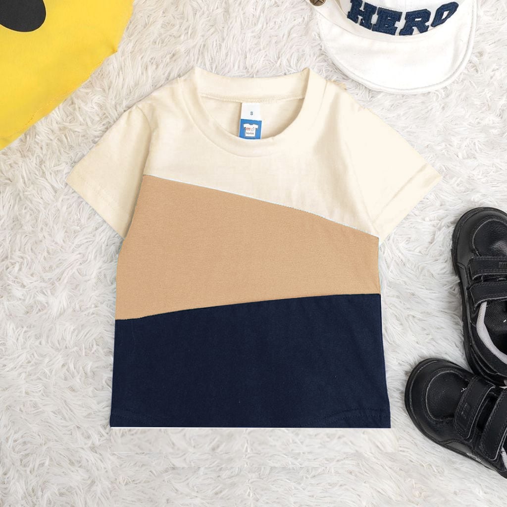 Triangle Layer T-shirt - Beige/Sand/Navy Blue (Age 3-4)