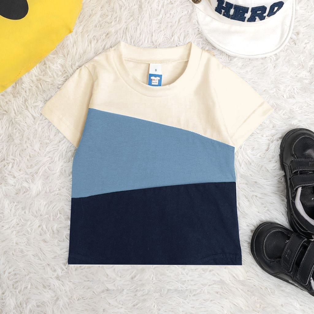 Triangle Layer T-shirt - Beige/Colony Blue/Navy Blue (Age 6-12m)