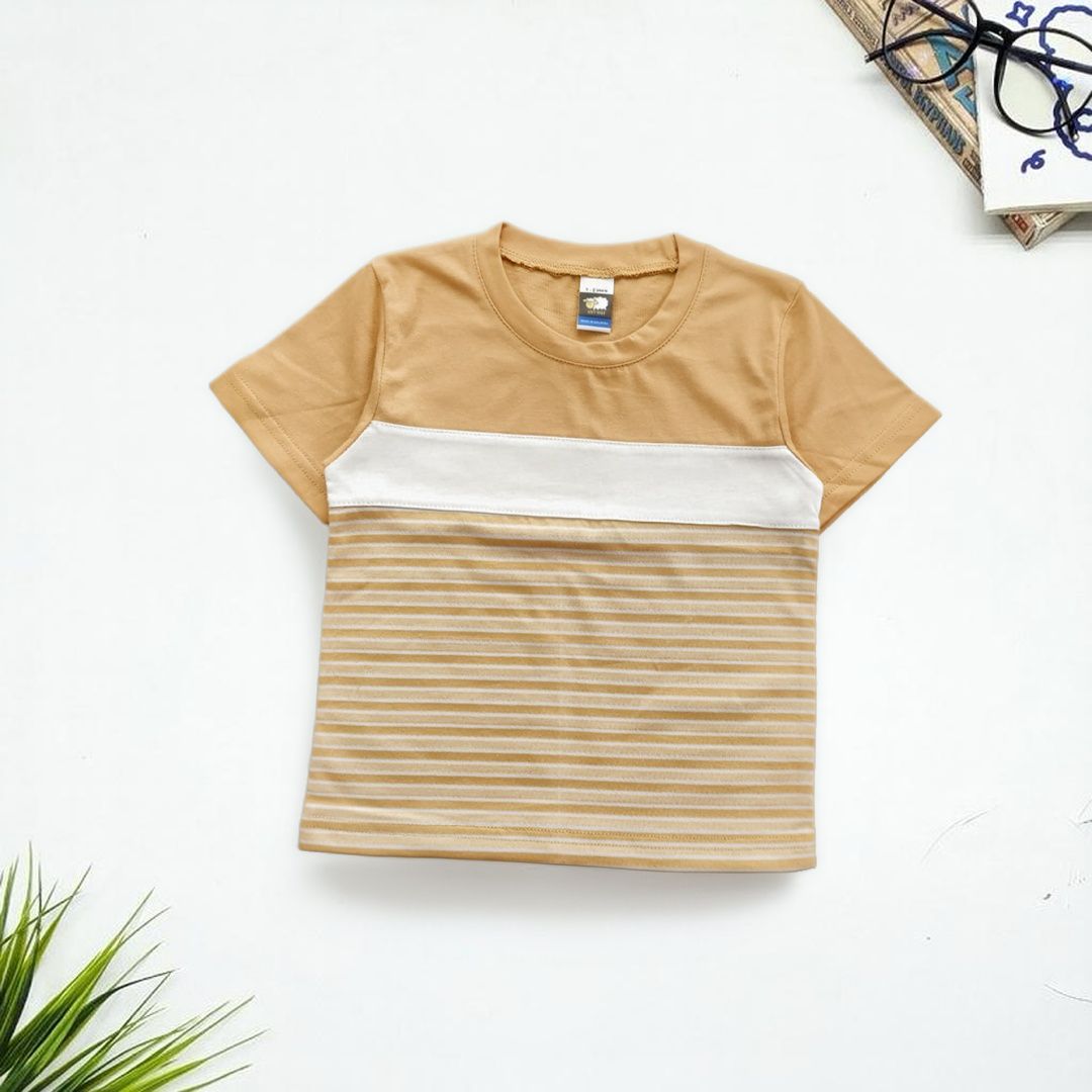 STRIPE BLOCK Colour Kids T-shirt - Sand (Age 1-2)