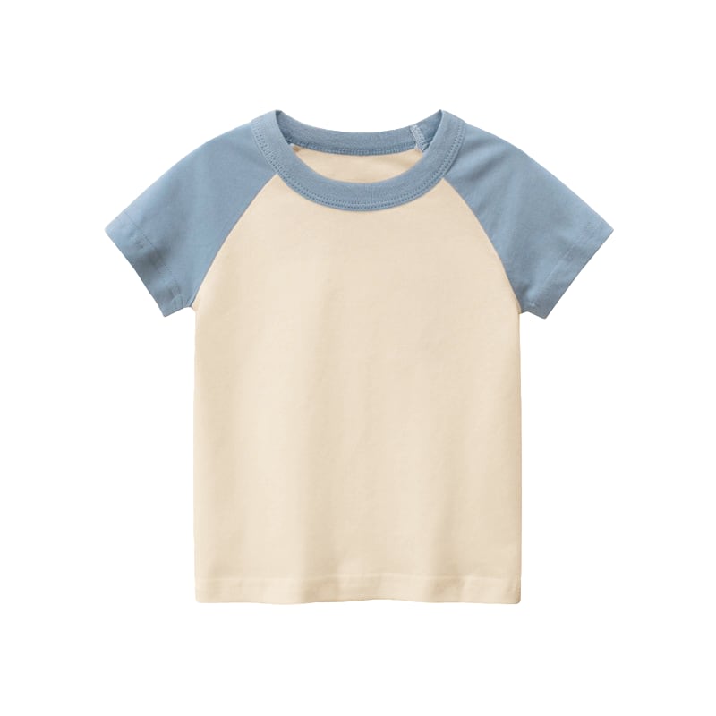 Kids Raglan Short Sleeve Beige/Haze Blue - M (Age 3-4)
