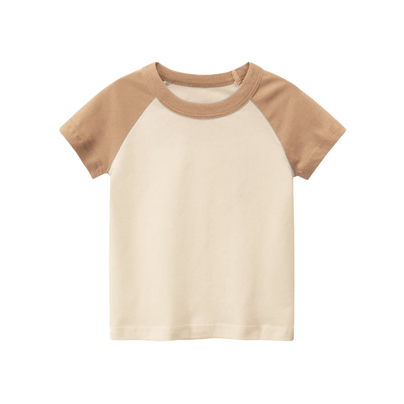 Kids Raglan Short Sleeve Beige/Cocoa - S (Age 1-2)