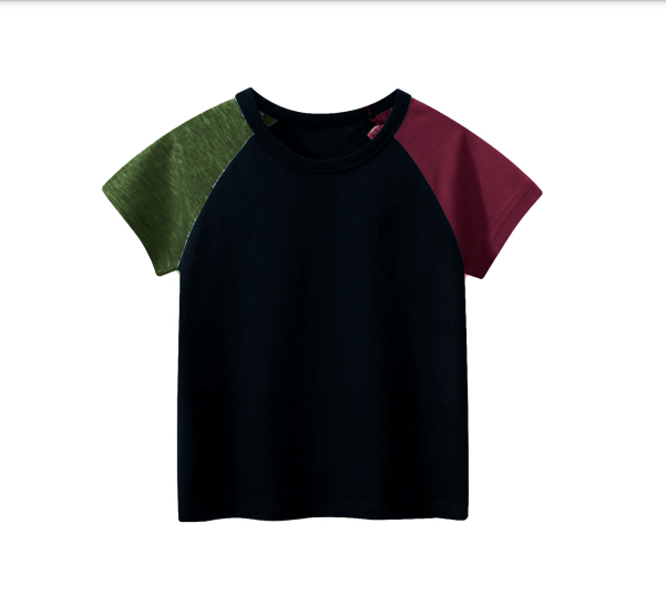 Multicolor Sleeve Kids Raglan Olive Green/Black/Burgundy - (Age 5-6)