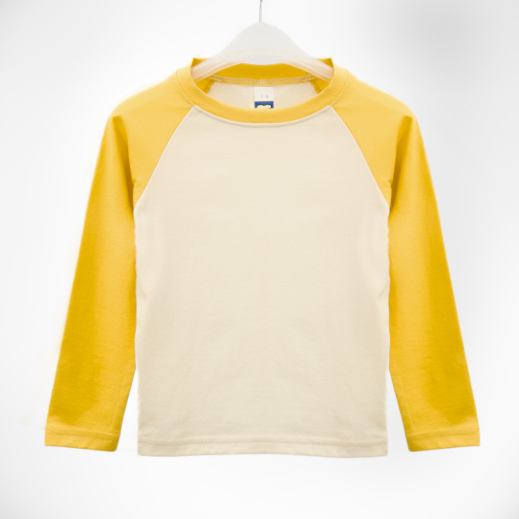 Kids Raglan Long Sleeve Beige/Manggo Mojito - S (Age 1-2)