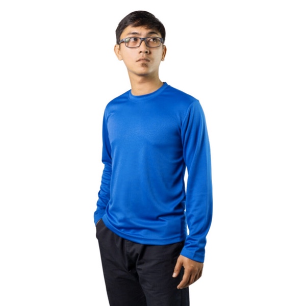 Microfiber Minimesh Round Neck Long Sleeve - Royal Blue (S)