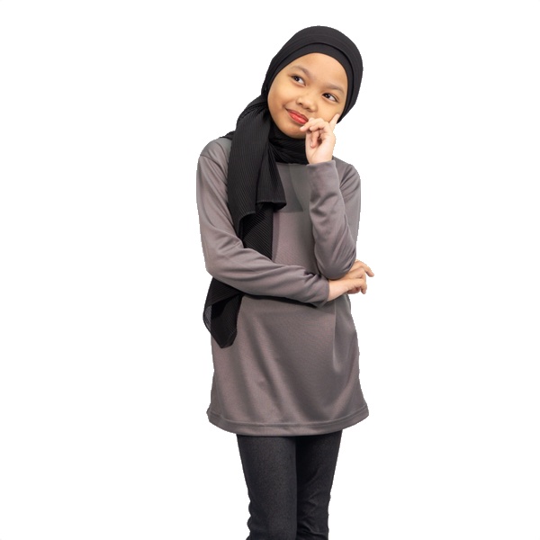 Kids Muslimah Microfiber - Dark Grey (S)