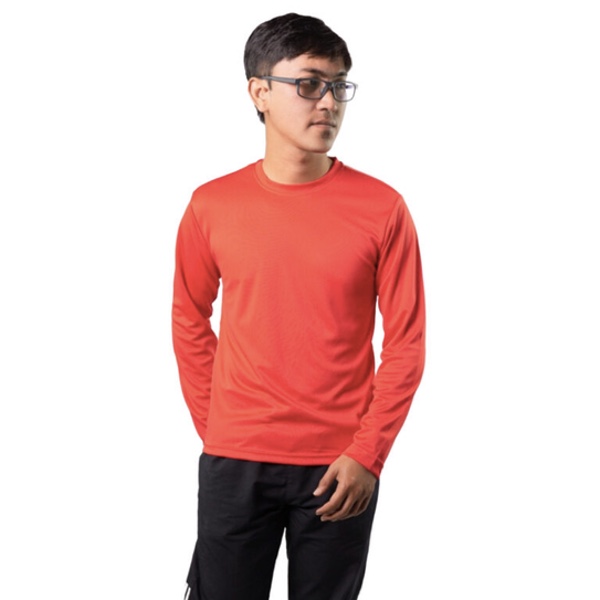 Microfiber Minimesh Round Neck Long Sleeve - Red (XXL)