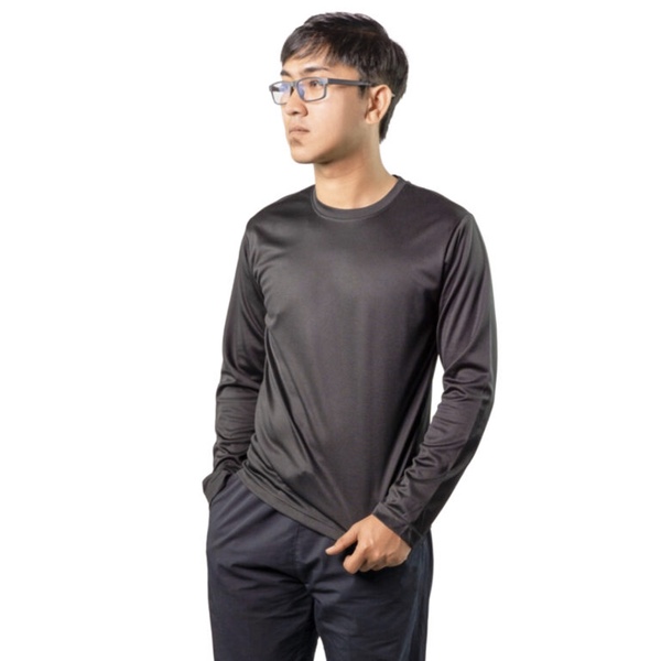 Microfiber Minimesh Round Neck Long Sleeve - Black (S)