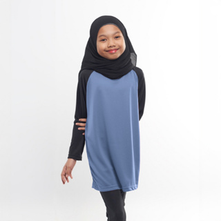 Kids Muslimah Raglan Colony Blue/Black - (S)