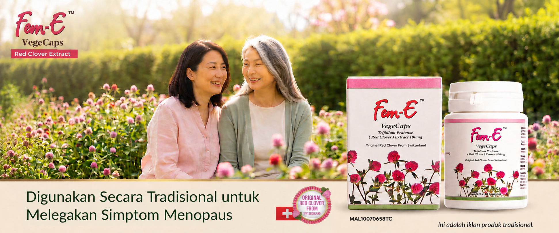 Fem-E VegeCaps — Digunakan Secara Tradisional untuk Melegakan Simptom Menopaus