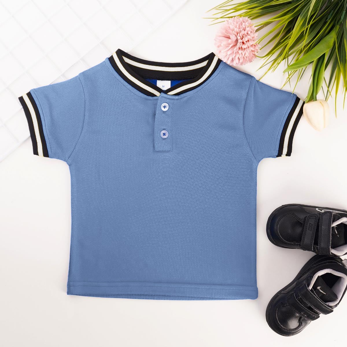 Tipping Collar Baby Polo  Colony Blue - (Age 6-12m)