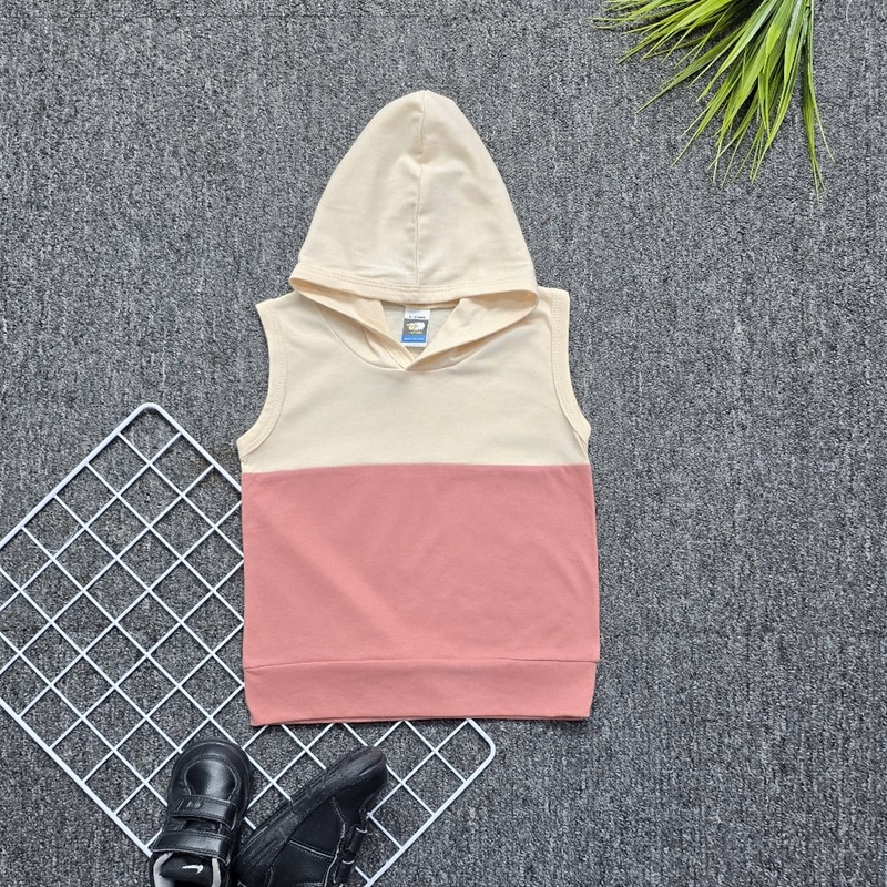 Kids Sleeveless Hoodie Beige/Rose Dawn - (Age 1-2y)