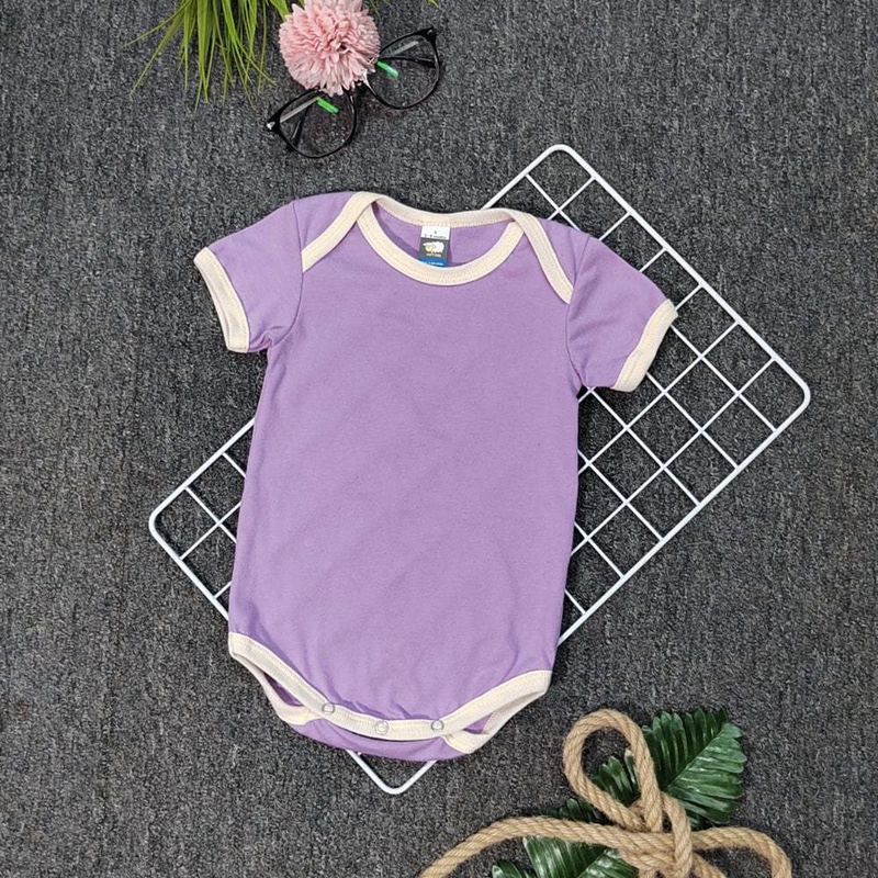 CONTRA COLOR RIB Basic Rompers - Lavender/Beige - S