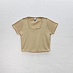 women-square-neck-rib-t-shirt-khaki thumbnail