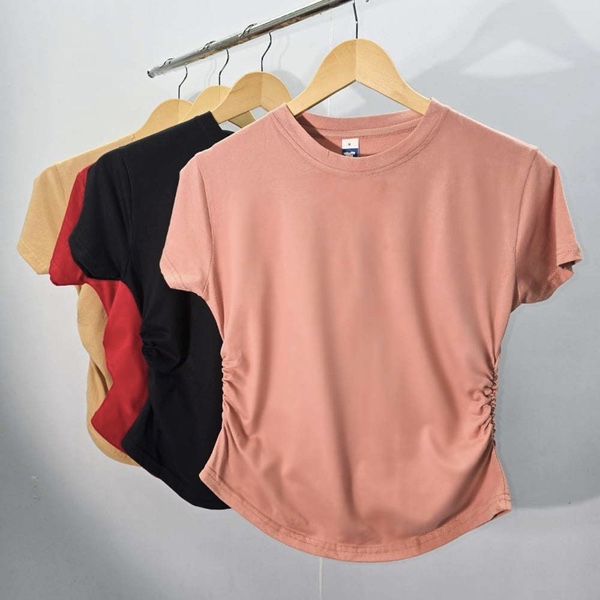 Women Ruched T-Shirt - Rose Dawn (S)