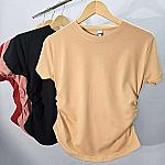 women-ruched-t-shirt-sand thumbnail