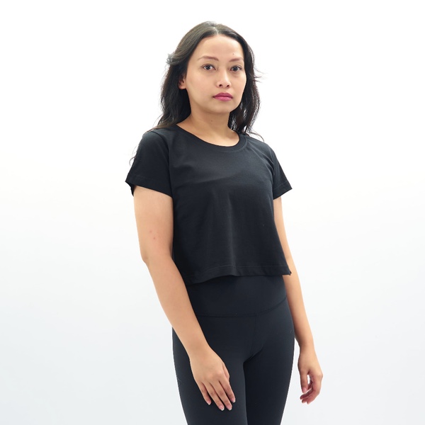 Women Crop Top T-Shirt - Black (XL)