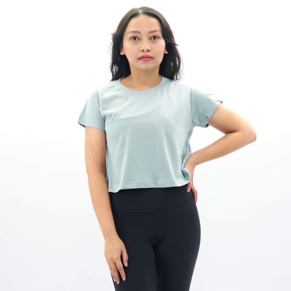 Women Crop Top T-Shirt - Haze Blue (L)