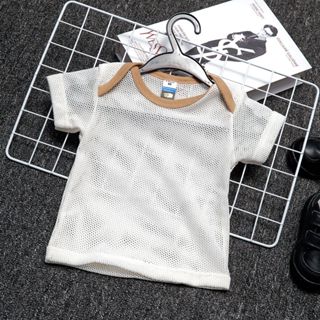 Basic Baby Cotton Eyelet T-shirt Cream - S (0-6 month)