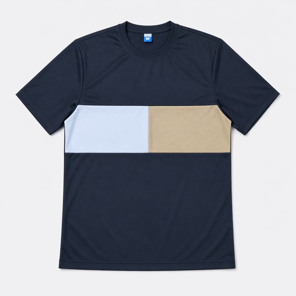 Microfiber Casual Color Block Round Neck - Black (XL)