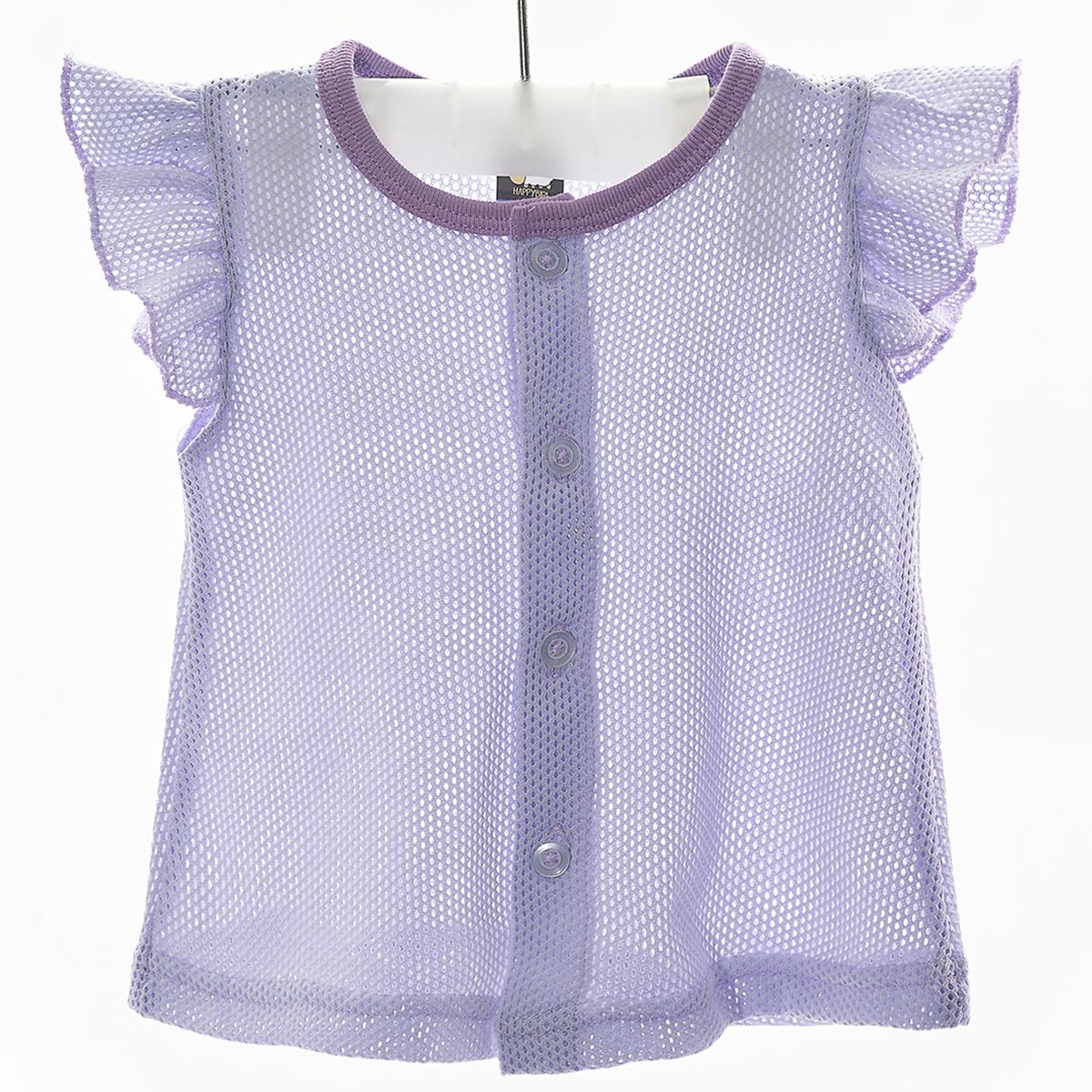 Girl Cotton Eyelet Blouse with Button Lavender - S (3-6 month)