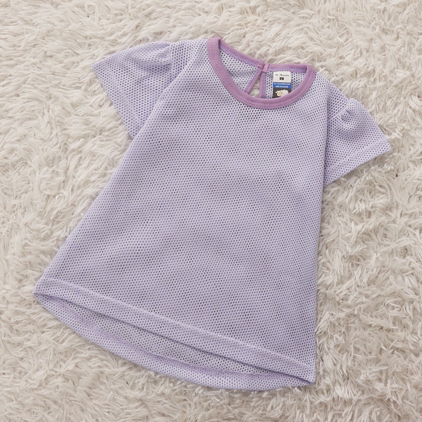 Baby Girl Eyelet T-Shirt Back Button Lavender - L