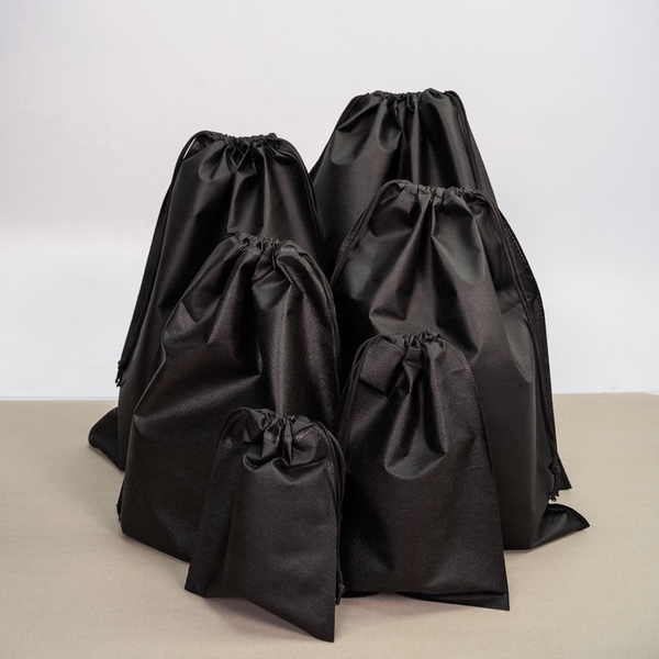 Drawstring Non Woven Bag - Black (40cm x 50cm)