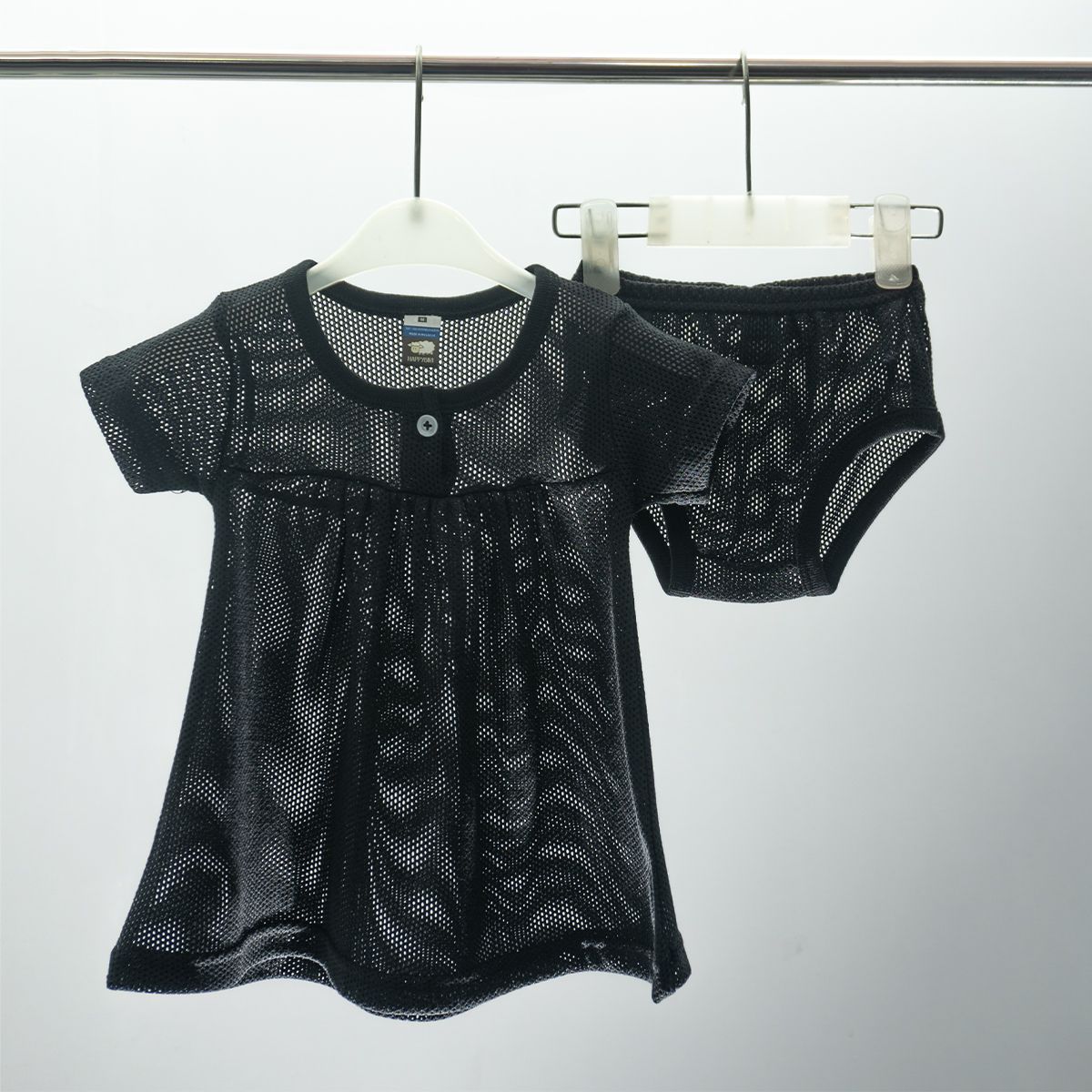 Baby Eyelet Dress With Underwear Black - L (18-24 month)