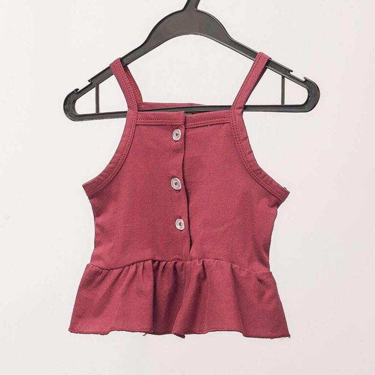 Girl Button Top Burgundy - L (12-18 month)