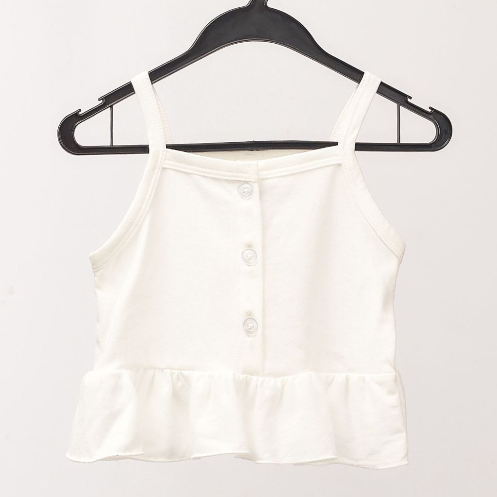 Girl Button Top White - M (6-12 month)