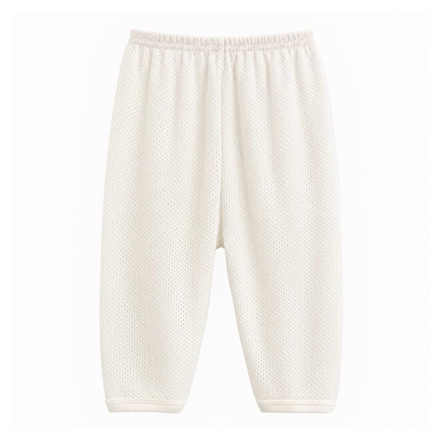 Baby Long Pants Eyelet Beige - M