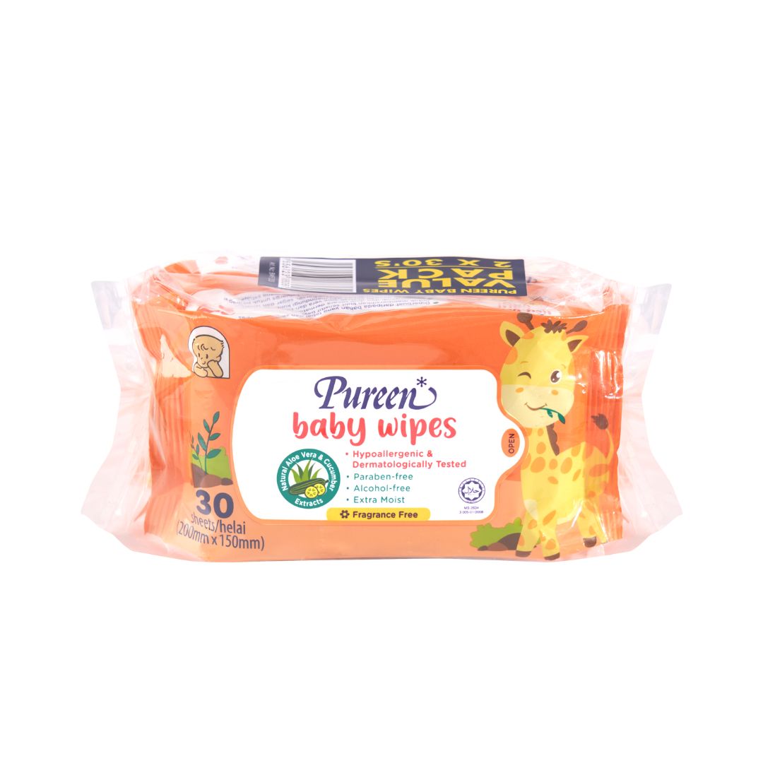 Pureen Baby Wipes 30's (Twin Pack) - Fragrance Free - BWFF2030