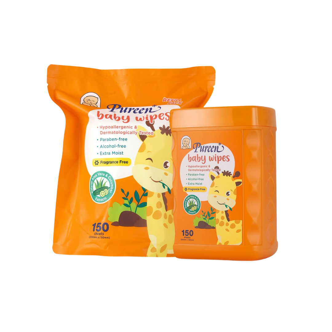 Pureen Baby Wipes 150's (Promo Pack) - Fragrance Free - BWFF150+R