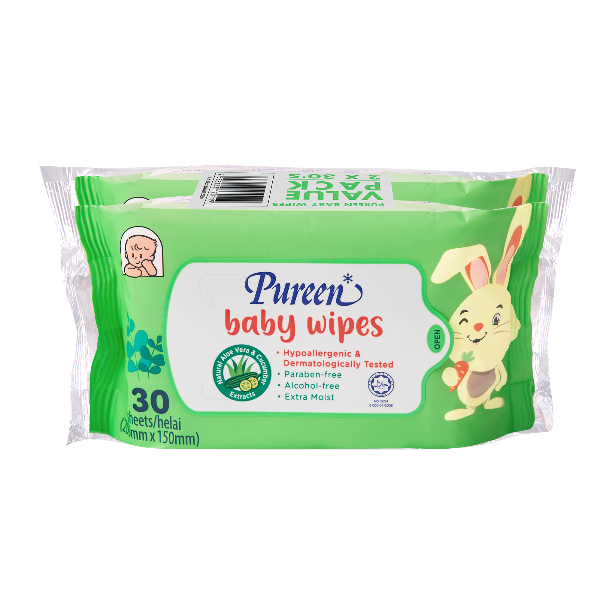Pureen Baby Wipes 30's (Twin Pack) - Mild Fragrance - BWWH2030