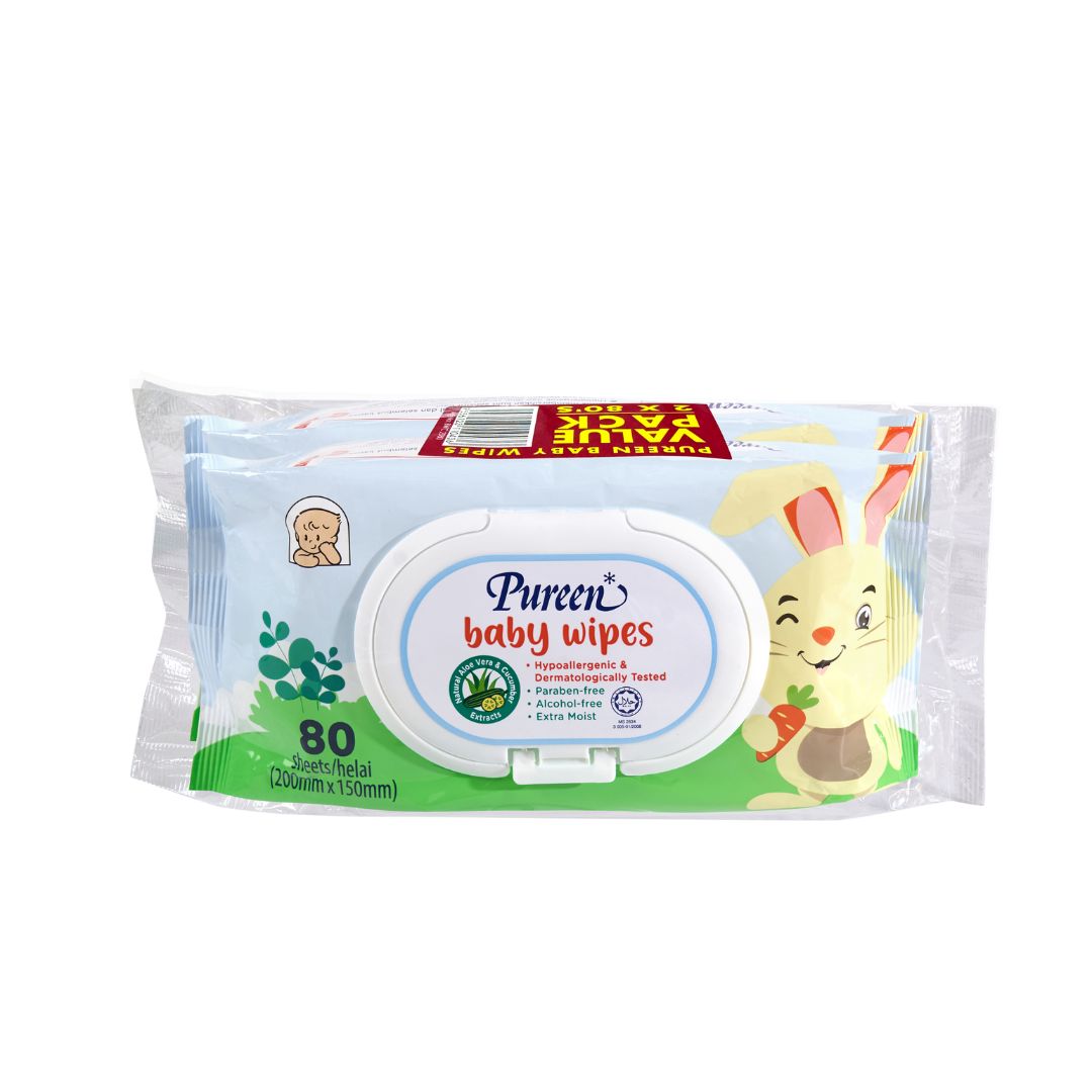 Pureen Baby Wipes 80's (Twin Pack) - Mild Fragrance - BWC2080