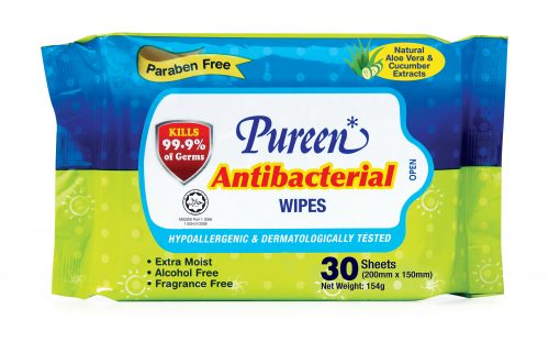 Pureen Antibacterial Wipes 30's (Twin Pack) - Fragrance Free - ABW2030