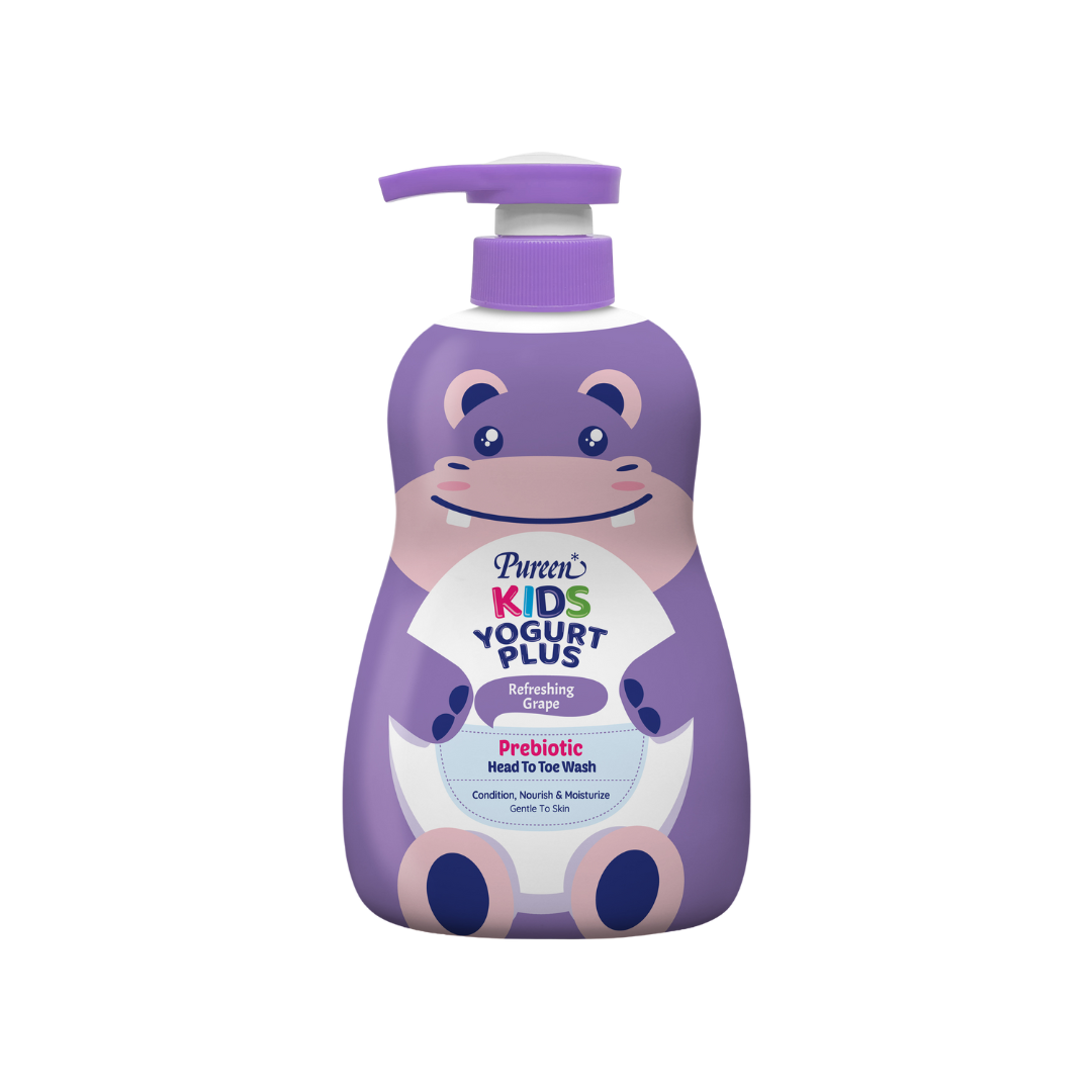 Pureen Kids Yogurt Plus Prebiotic Head to Toe Wash 700ml - Refreshing Grape
