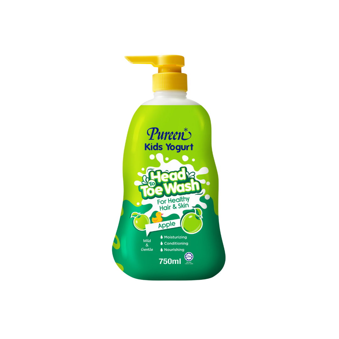 Pureen Kids Yogurt Head to Toe Wash 750ml - Apple
