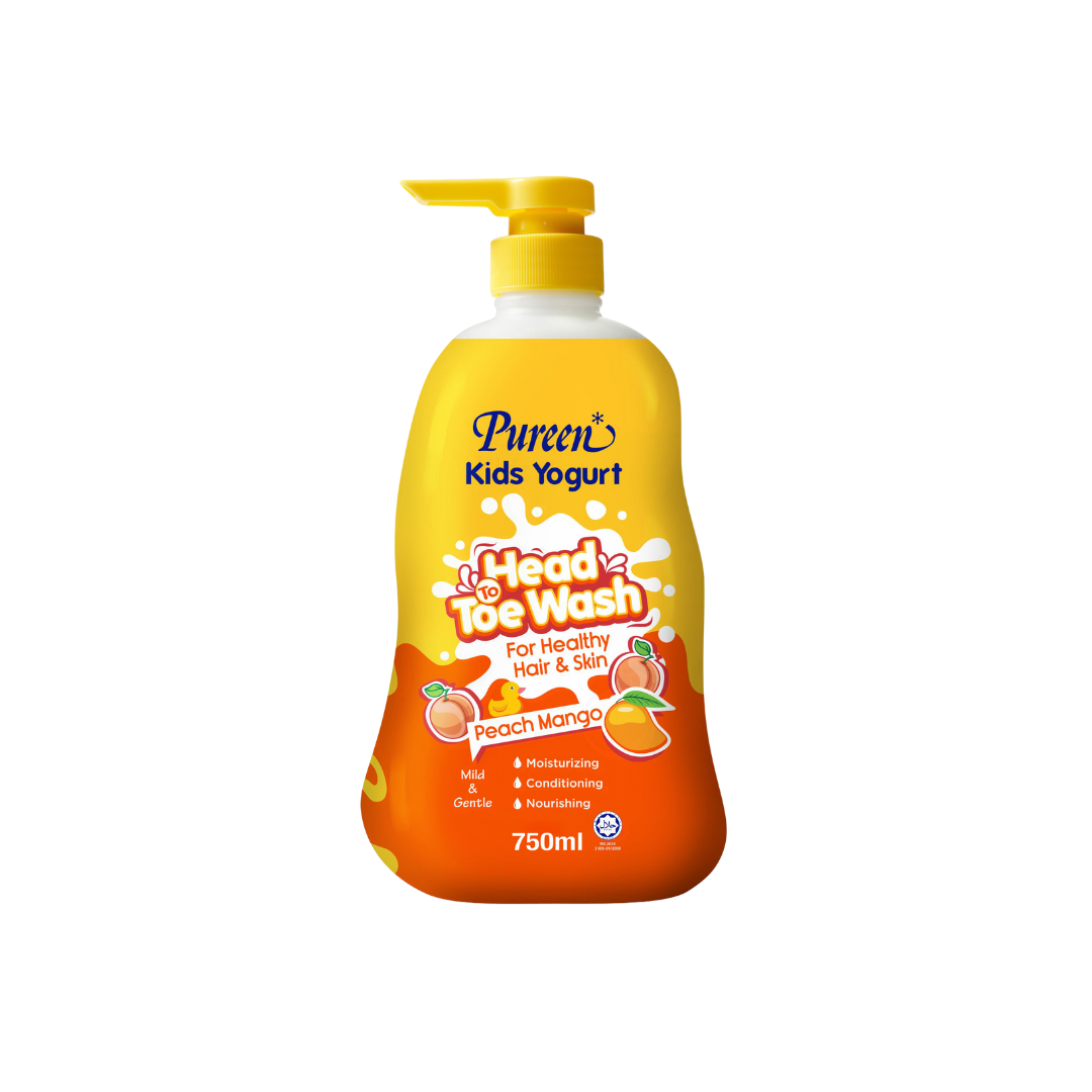 Pureen Kids Yogurt Head to Toe Wash 750ml - Peach Mango