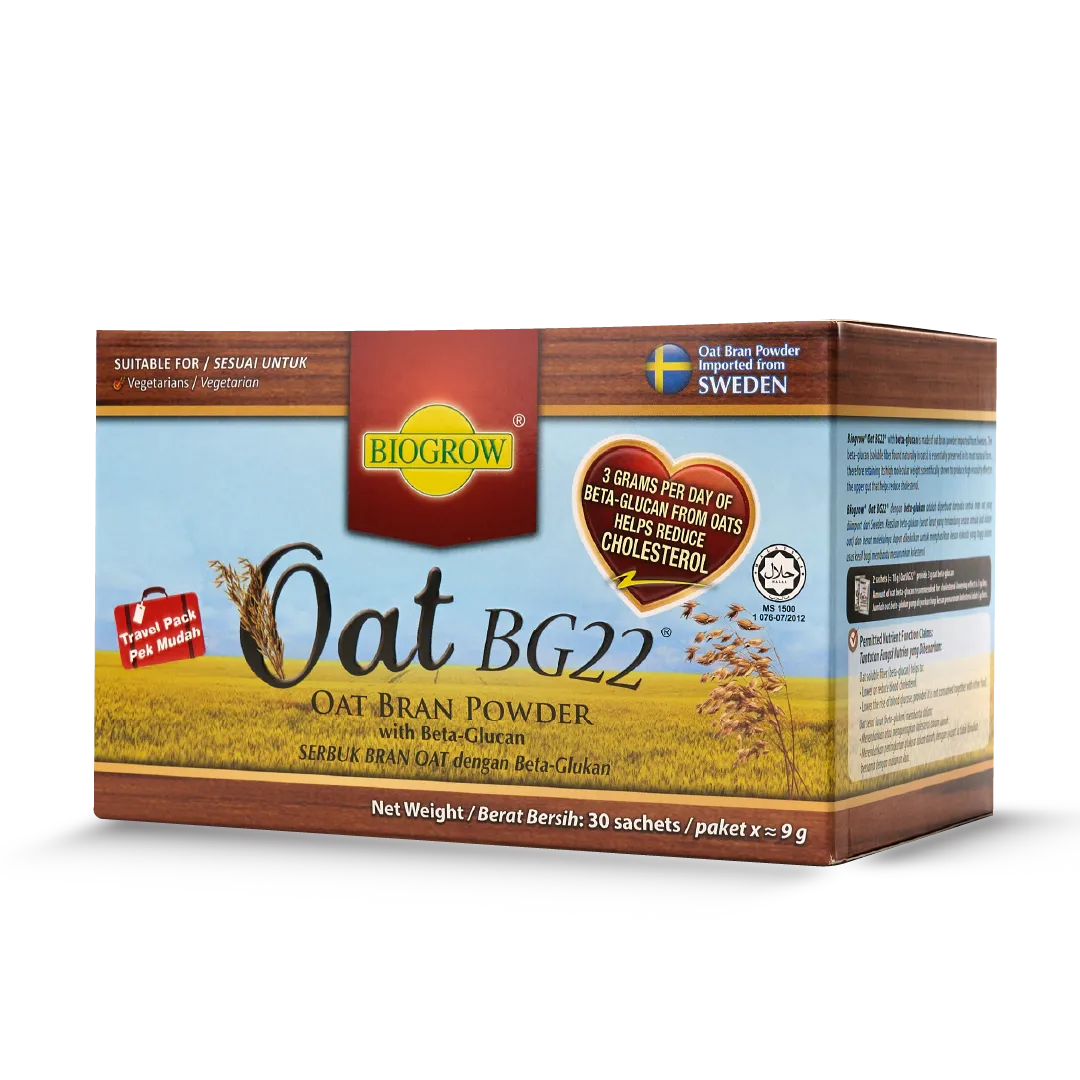 Oat BG22 Serbuk BranOat Pek Perjalanan (30 X 9g) untuk Menurunkan Kolesterol
