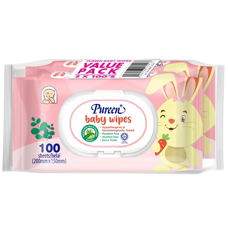 PUREEN BABY WIPES (PINK) 2x100'S BWC2100