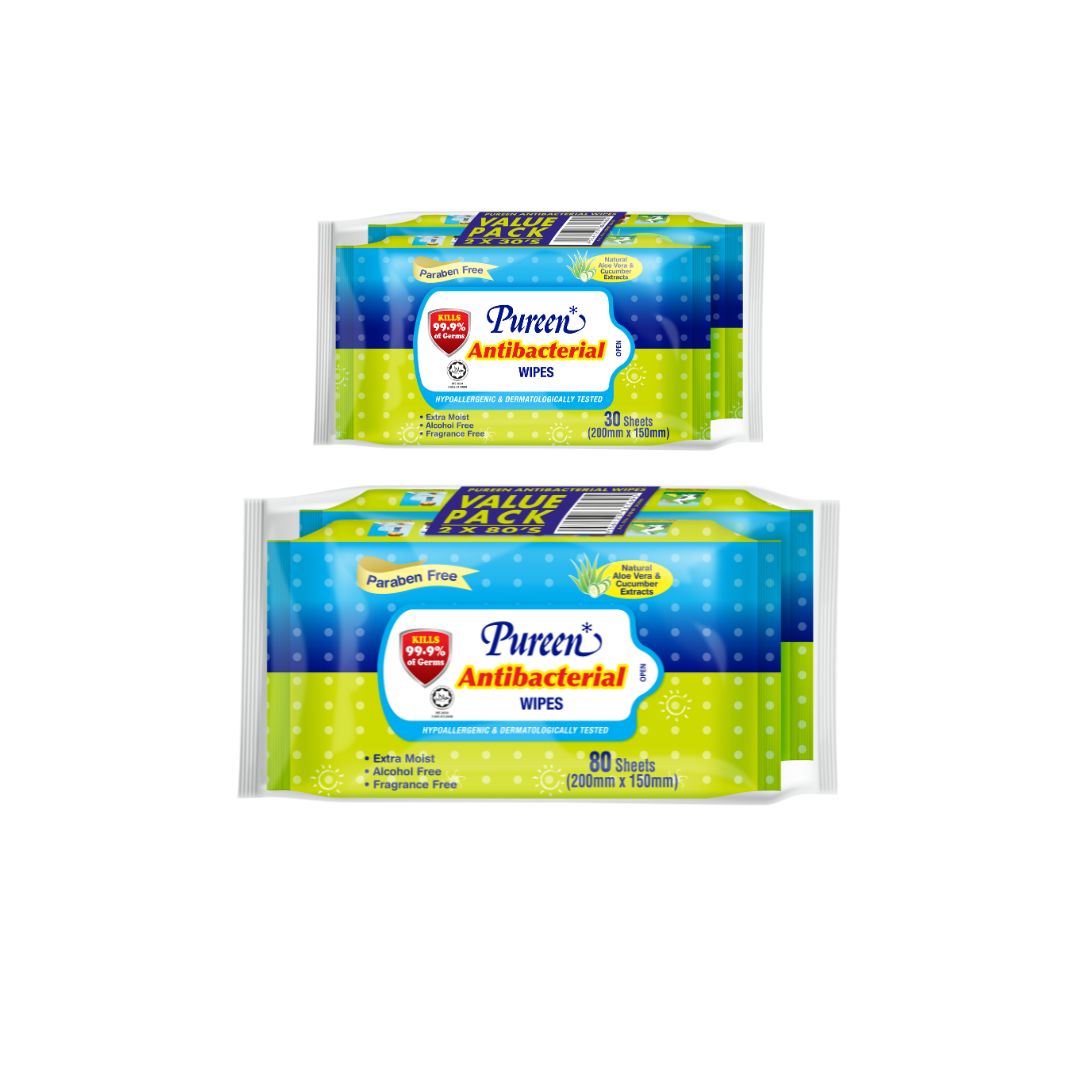 Pureen Antibacterial Wipes (Fragrance Free)