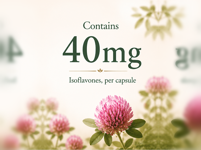 Contains 40mg Isoflavones, per capsule