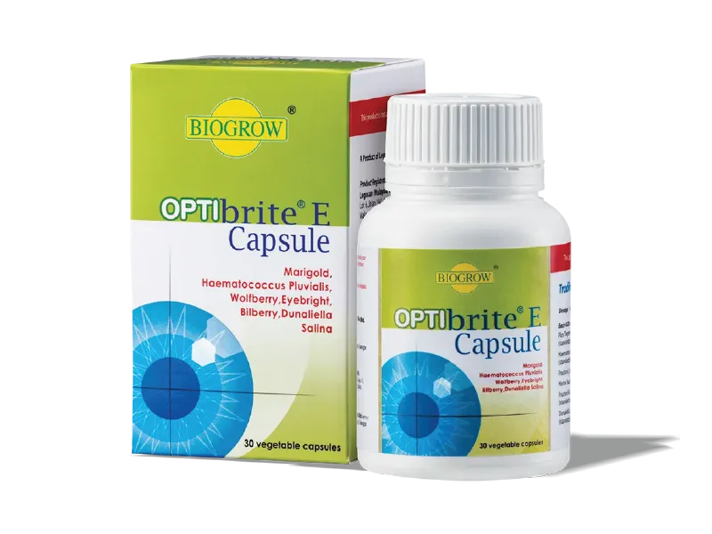 Biogrow OPTIbrite E Capsule pack and bottle
