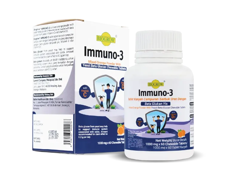 Biogrow IMMUNO-3 orange chewable tablets pack