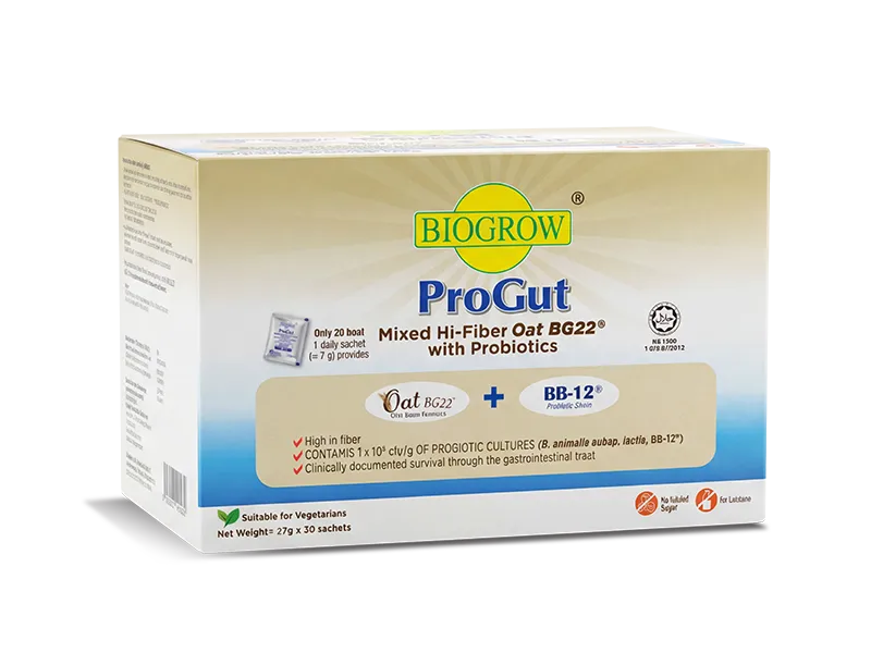 Biogrow ProGut high fibre powder with probiotics pack