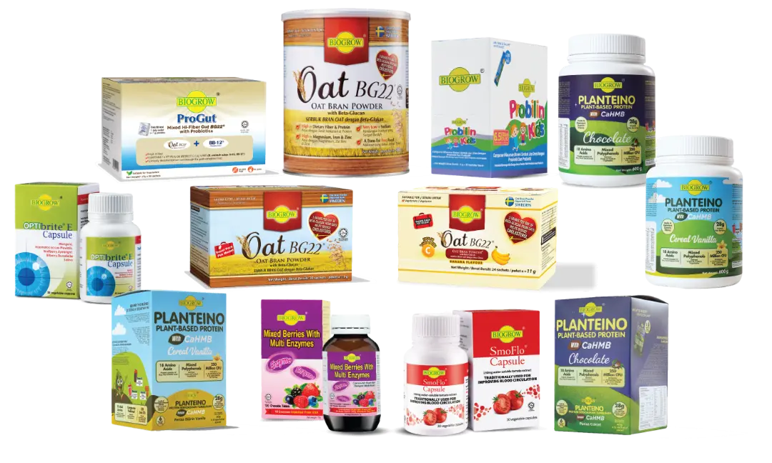 Biogrow Product Family - Functional Food and Supplements
